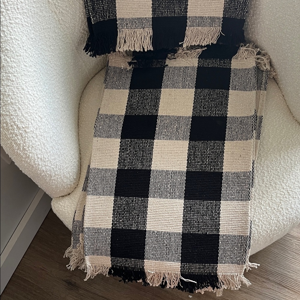Buffalo Check Black and White Table Runner and  Placemats